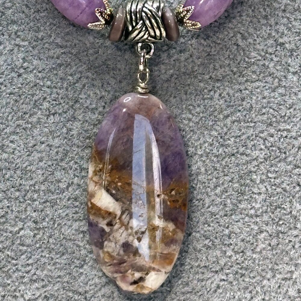 NEW - Handmade - Genuine Amethyst with Glass & Metal Accents - Picture 1 of 10